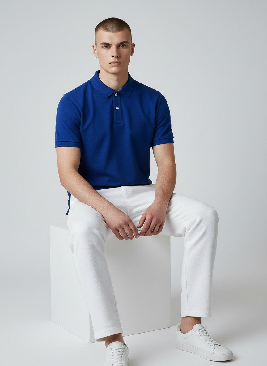 Royal Blue Elite Cotton Polo – 240 GSM( SET OF 4)