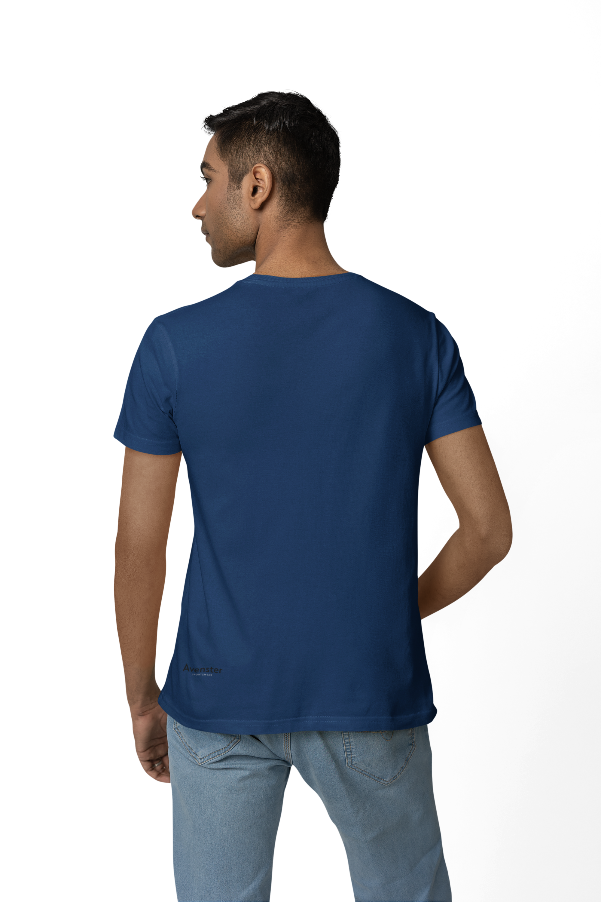 Avenster Navy Blue Unisex Solid Cotton Crew Neck T-shirt (No Print or Logo)