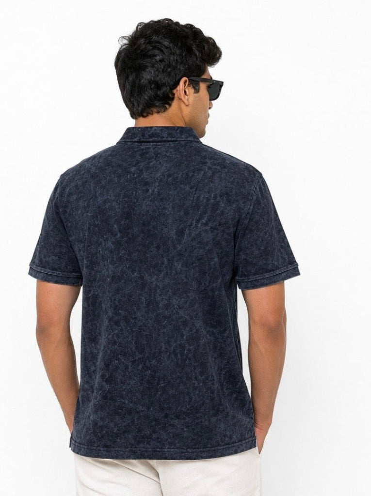 Eclipse Polo – Charcoal Black Acid Wash
