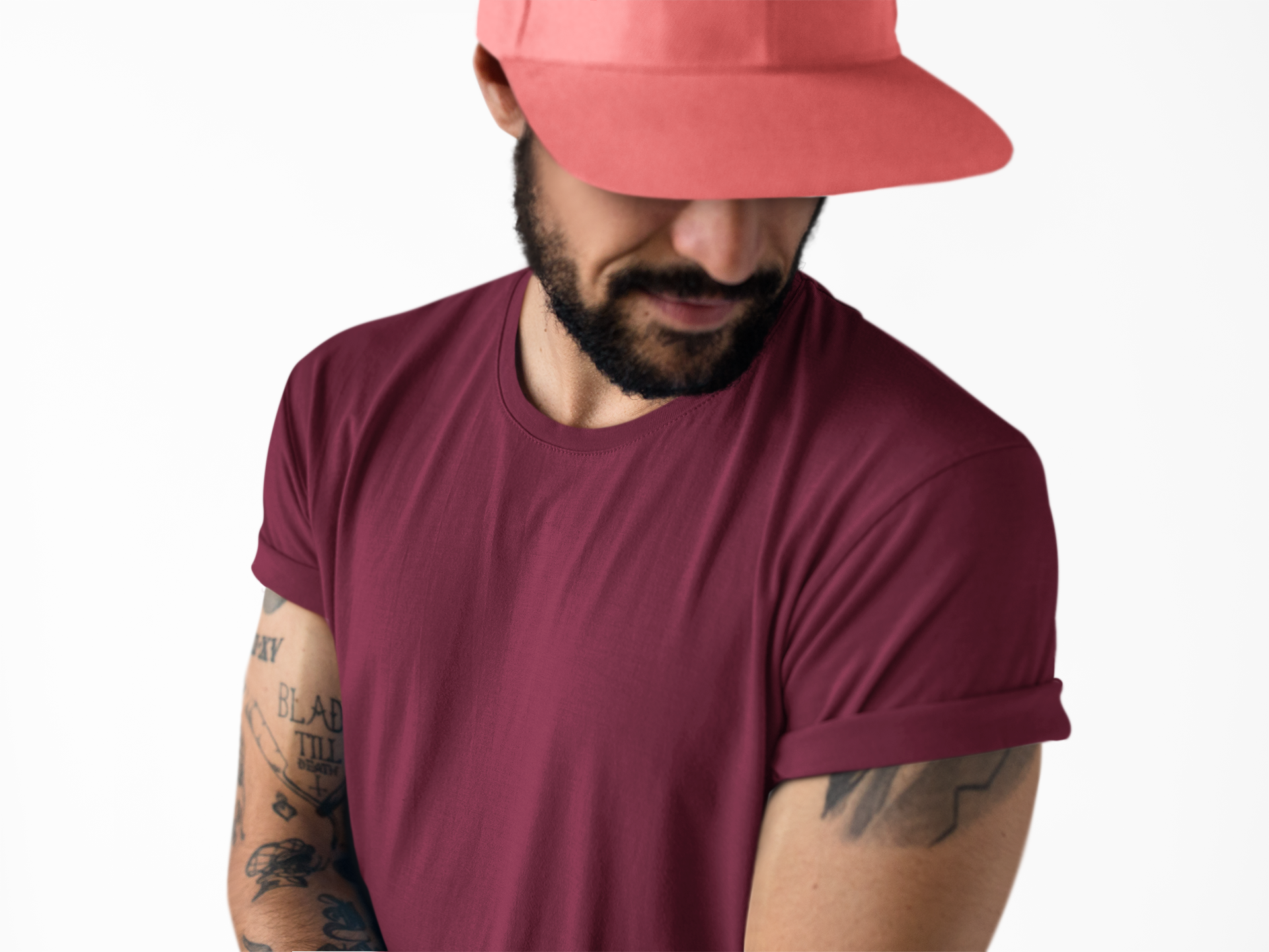 Avenster Maroon Unisex Solid Cotton Crew Neck T-shirt (No Print or Logo)