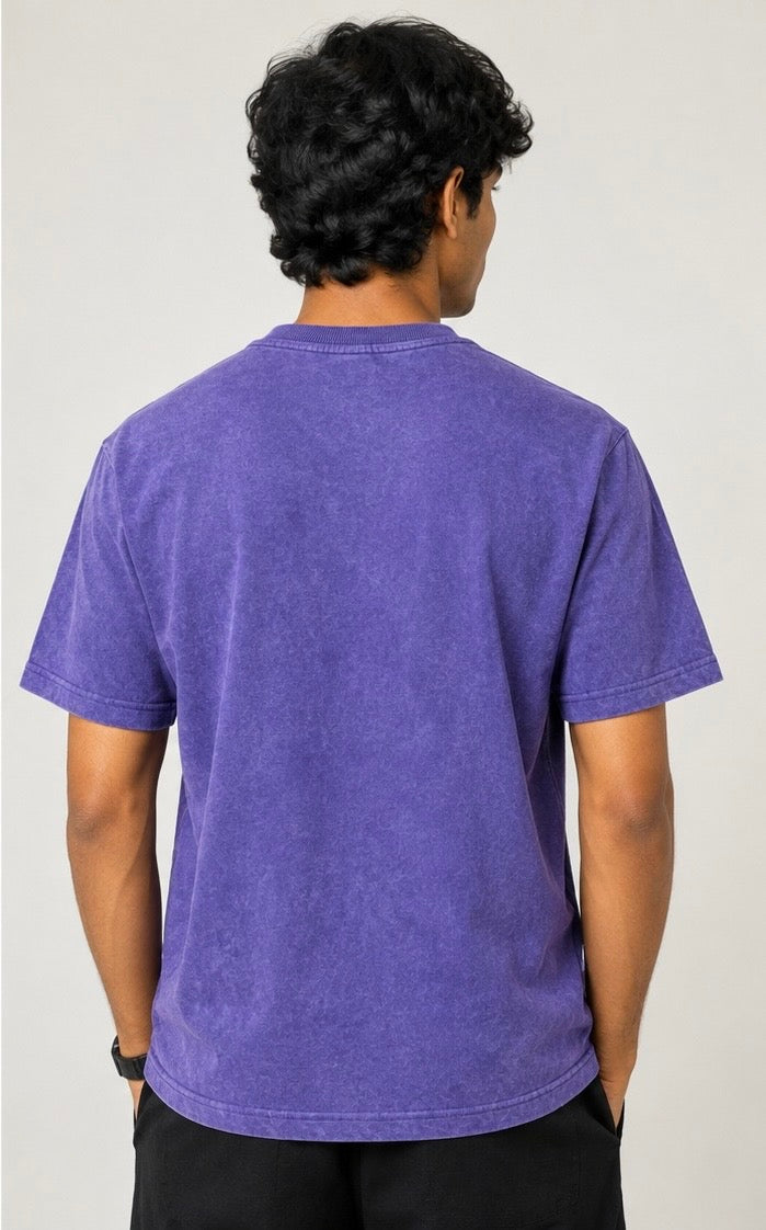 Royal Purple Acid Wash Oversized T-Shirt – 240 GSM Premium Cotton