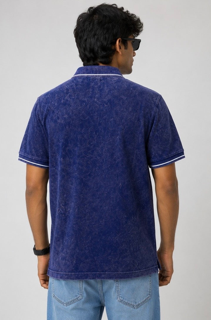 Avenster Voyage Polo – Midnight Navy Acid Wash