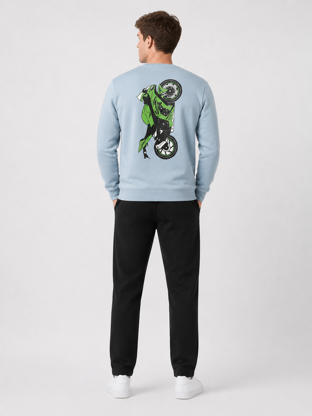 Ice Blue Eagle Rider – 320 GSM Cotton Sweatshirt