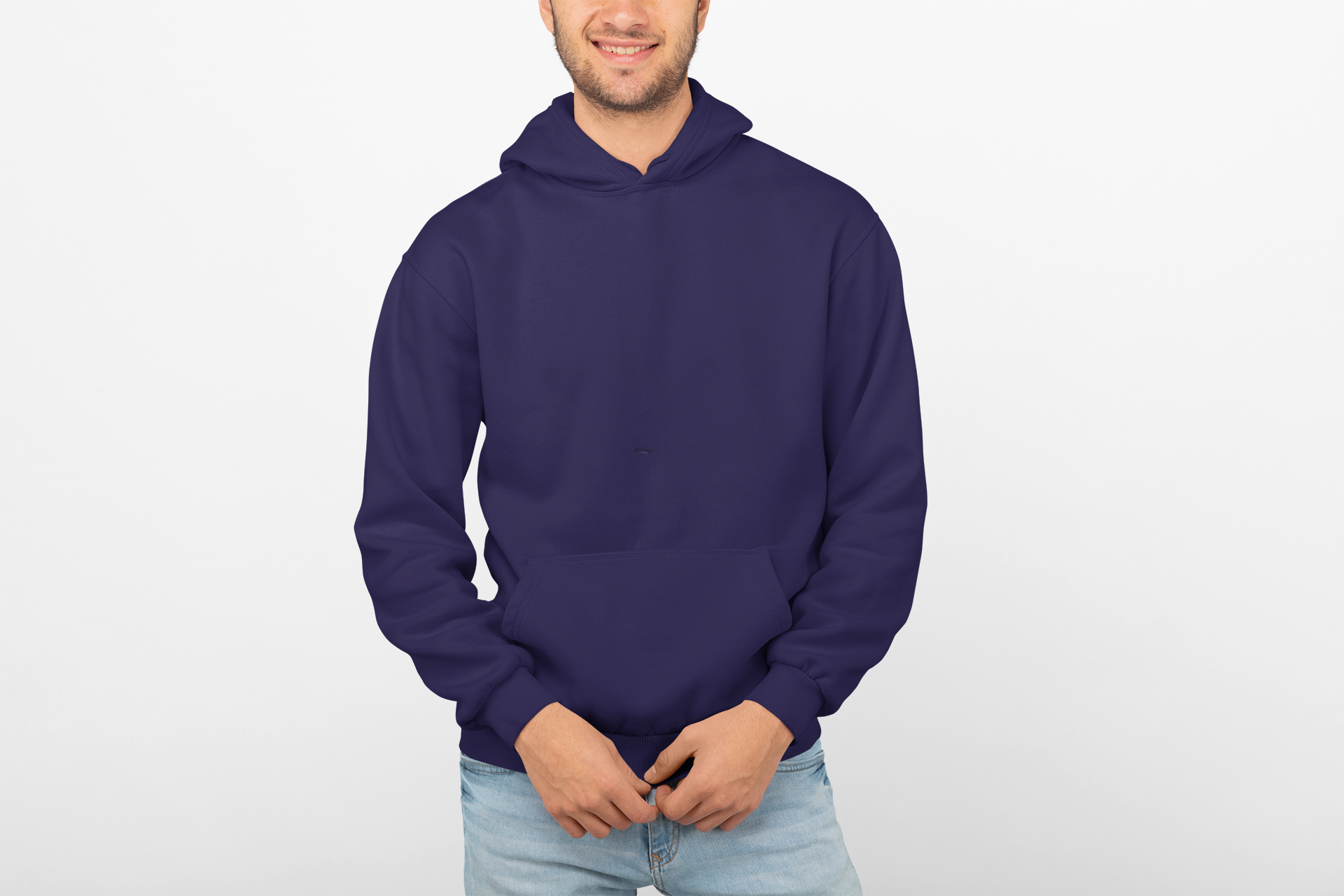 Avenster Cotton Navy Blue Solid Hoodie