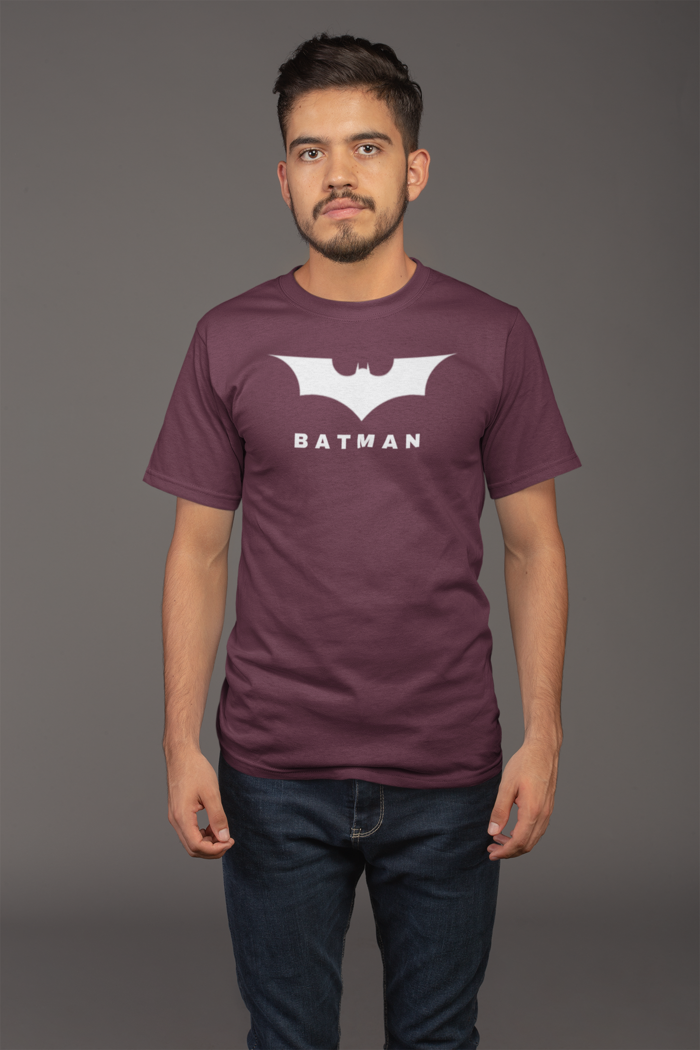 Avenster Maroon T-shirt with Batman Graphic Design