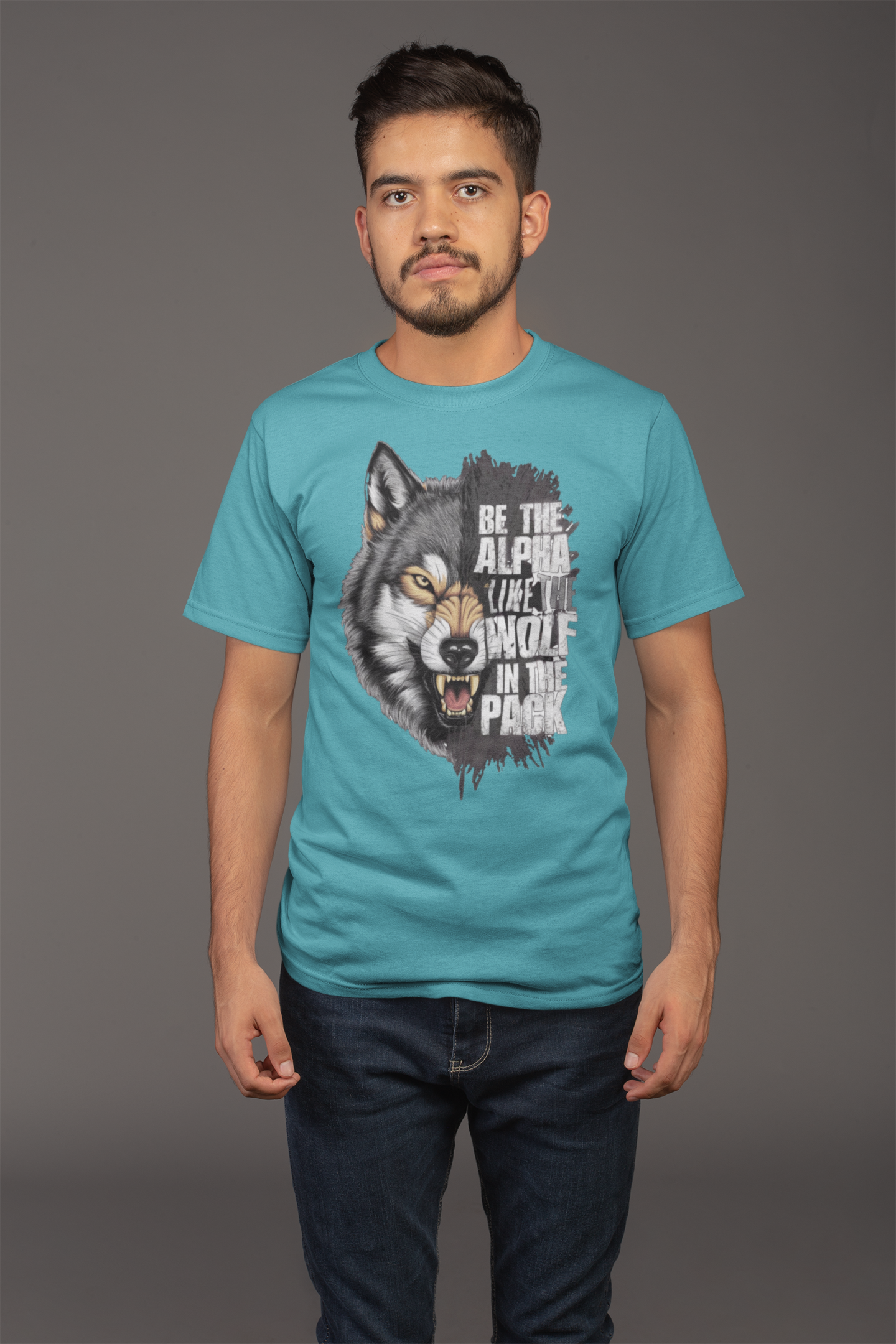 Avenster Petrol Blue T-shirt with Fox Graphic Design