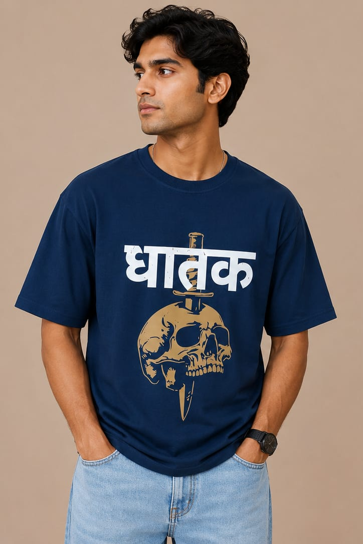 Dhadak Skull Premium Oversized T-Shirt(SET OF 4)