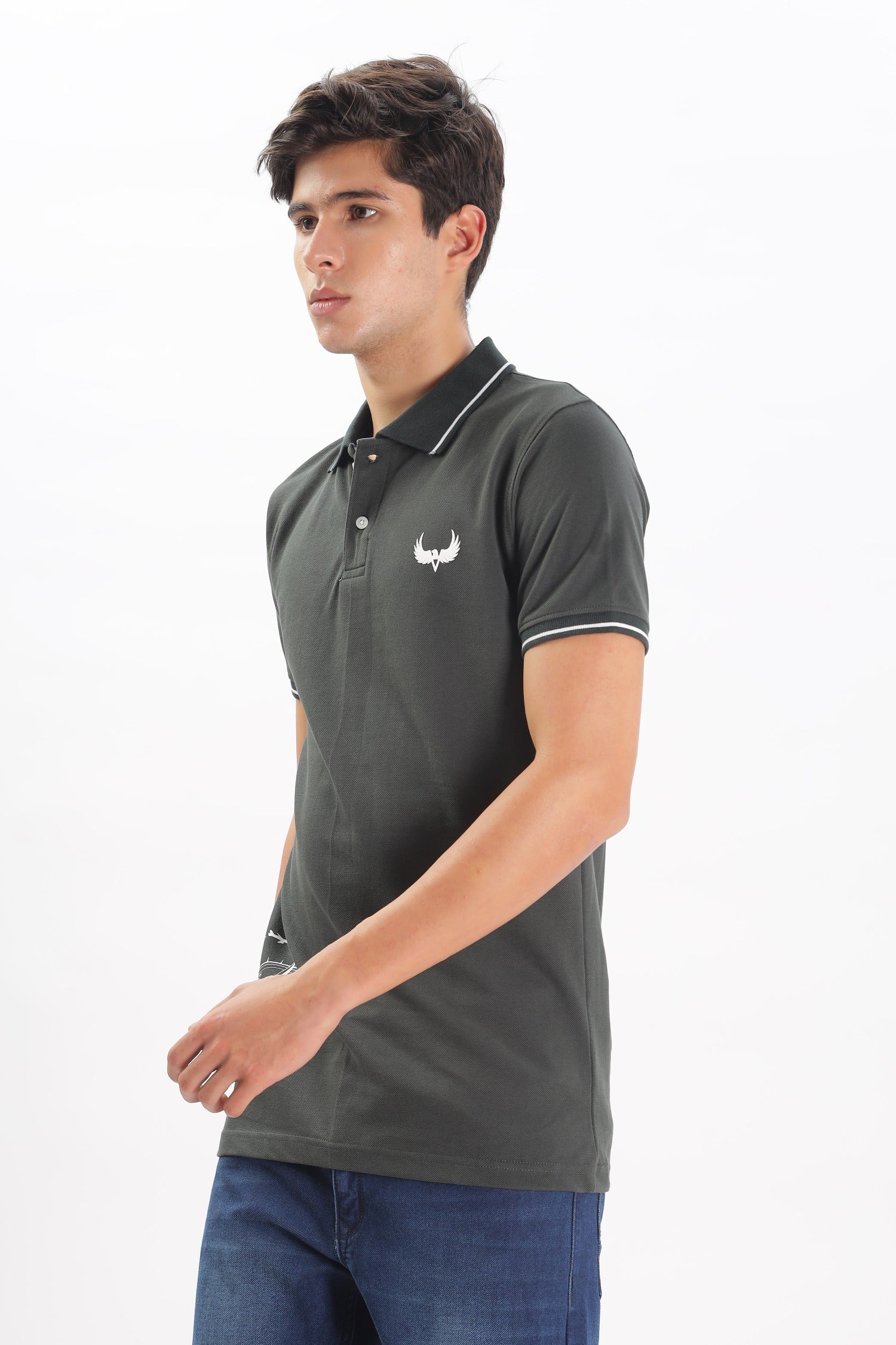 Avenster Men's Olive Green Cotton Polo Shirt