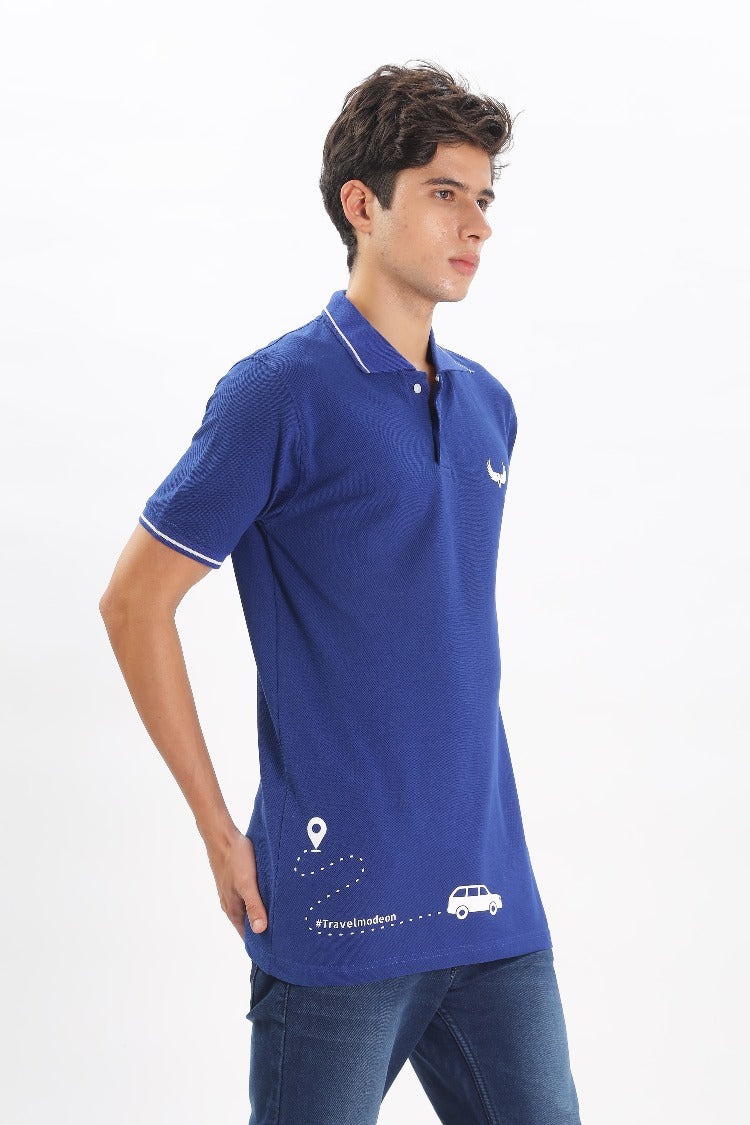 Avenster Men's Royal Blue Cotton Polo Shirt