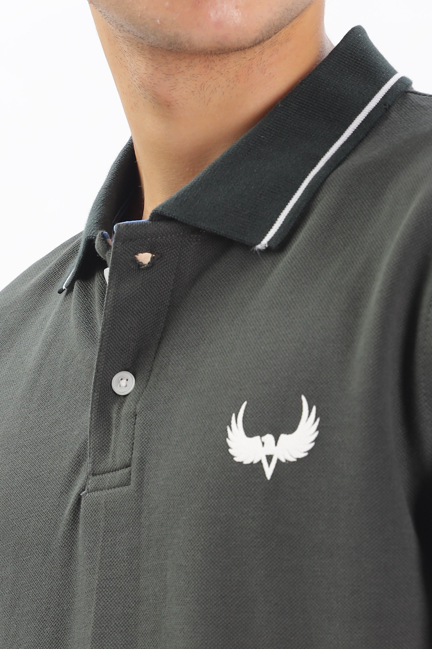 Avenster Men's Olive Green Cotton Polo Shirt