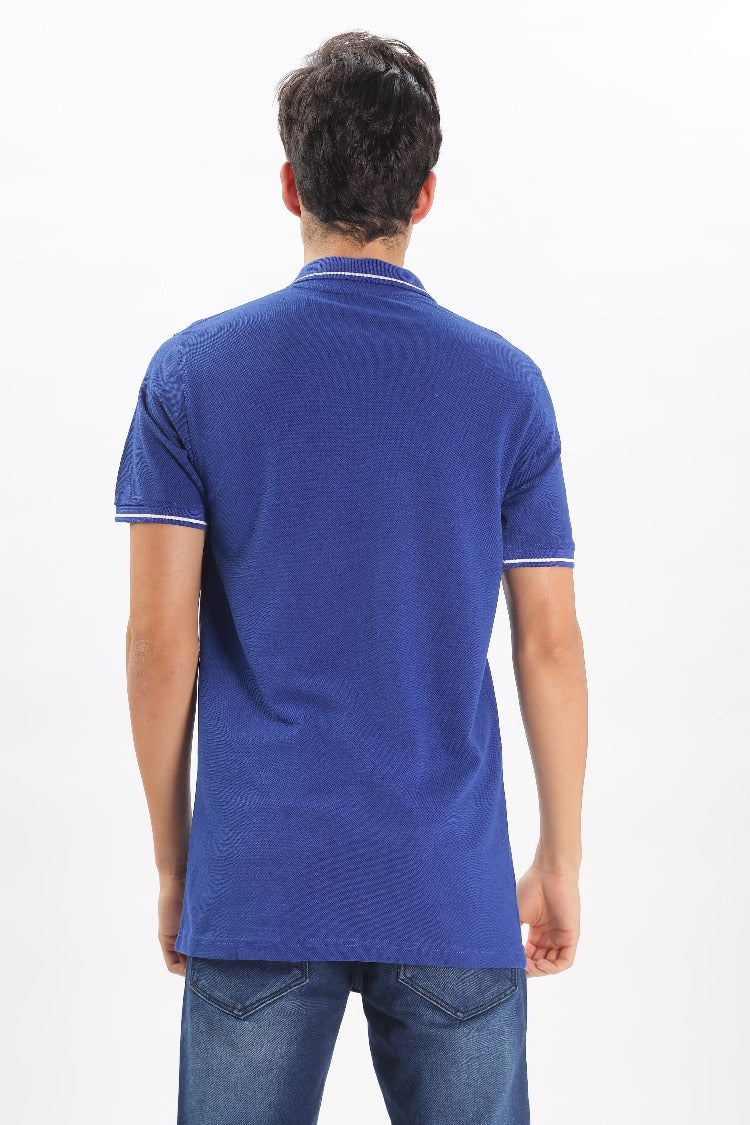 Avenster Men's Royal Blue Cotton Polo Shirt