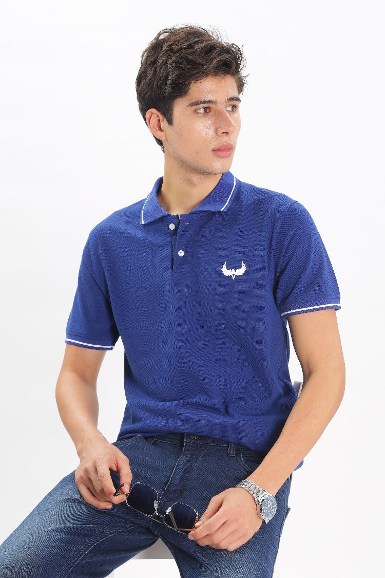 Avenster Men's Royal Blue Cotton Polo Shirt
