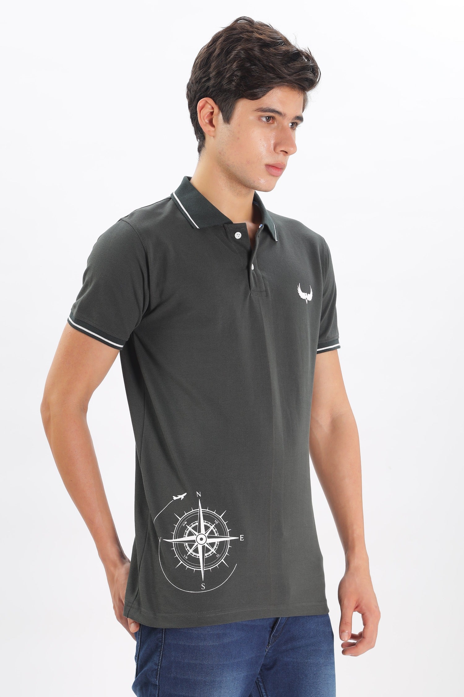 Avenster Men's Olive Green Cotton Polo Shirt