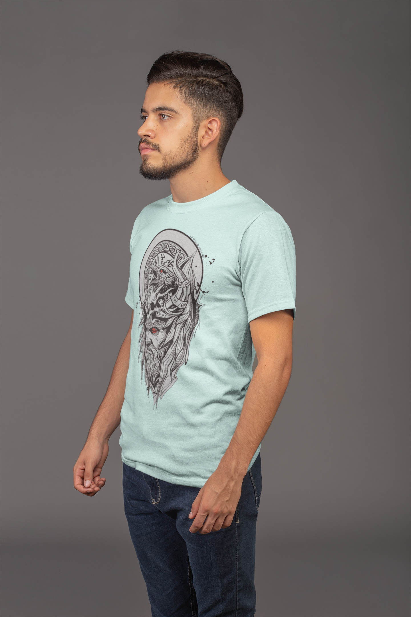 Avenster Ice Blue Graphic Print T-shirt